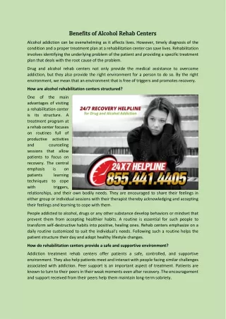 Benefits of Alcohol Rehab Centers