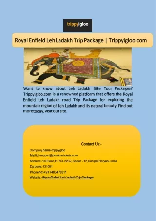 Royal Enfield Leh Ladakh Trip Package  Trippyigloo.com