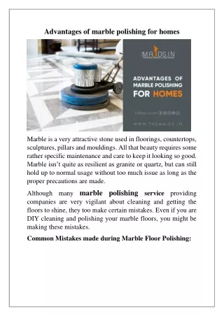 advantages of marble polishing for homes