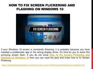 How to Fix Screen Flickering and Flashing on Windows 10