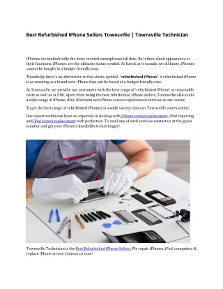 Best Refurbished iPhone Sellers Townsville | Townsville Technician