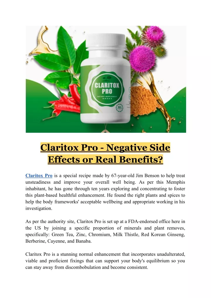 claritox pro negative side effects or real