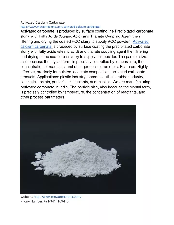 activated calcium carbonate https