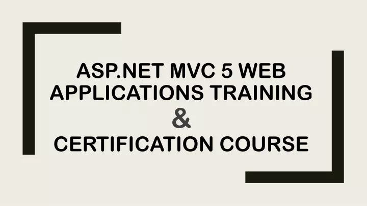 asp net mvc 5 web applications training certification course