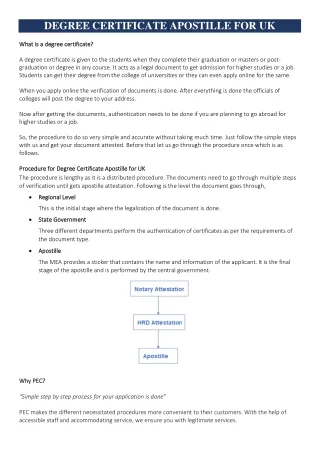 DEGREE CERTIFICATE APOSTILLE FOR UK