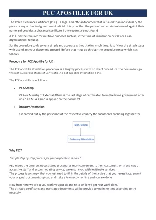 PCC Apostille for UK