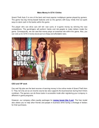Make Money In GTA 5 Online