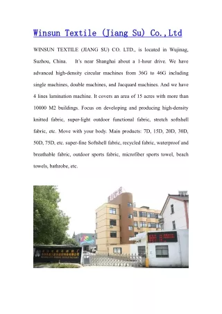 Winsun Textile (Jiang Su) Co.,Ltd