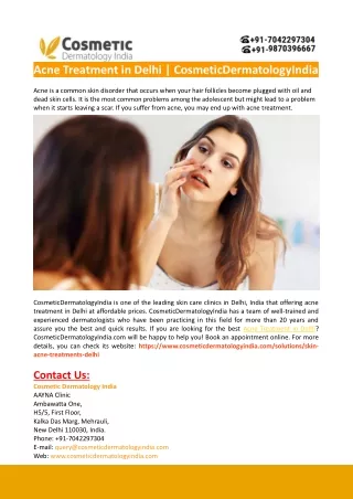 Acne Treatment in Delhi-CosmeticDermatologyIndia