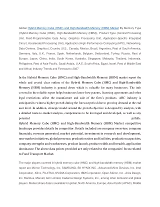 global hybrid memory cube hmc and high bandwidth