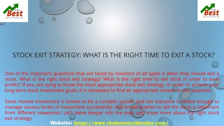 stock exit strategy what is the right time