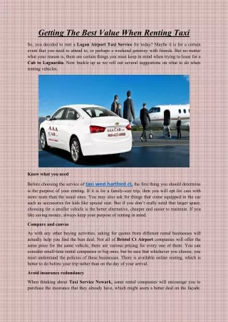 getting the best value when renting taxi