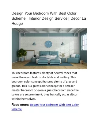 Design Your Bedroom With Best Color Scheme | Interior Design Service |