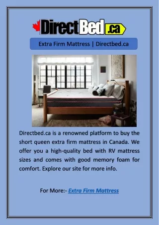 Extra Firm Mattress | Directbed.ca