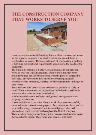 the construction company that works to serve you