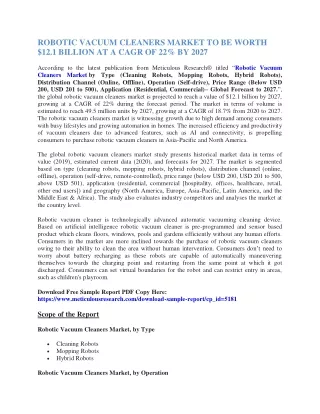 ROBOTIC VACUUM CLEANERS MARKET Report