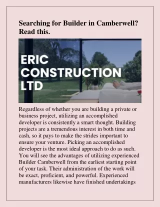 searching for builder in camberwell read this