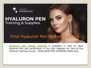 Find Hyaluron Pen Online Training