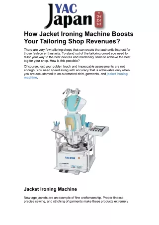 how jacket ironing machine boosts your tailoring