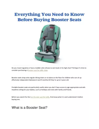 Best booster seat for table