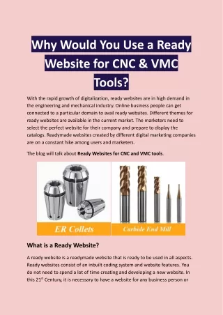 Why Would You Use Ready Website for CNC and VWC Tools
