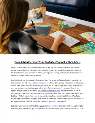 Gain Subscribers for Your YouTube Channel with SubPals