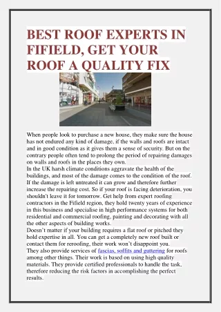 best roof experts in fifield get your roof