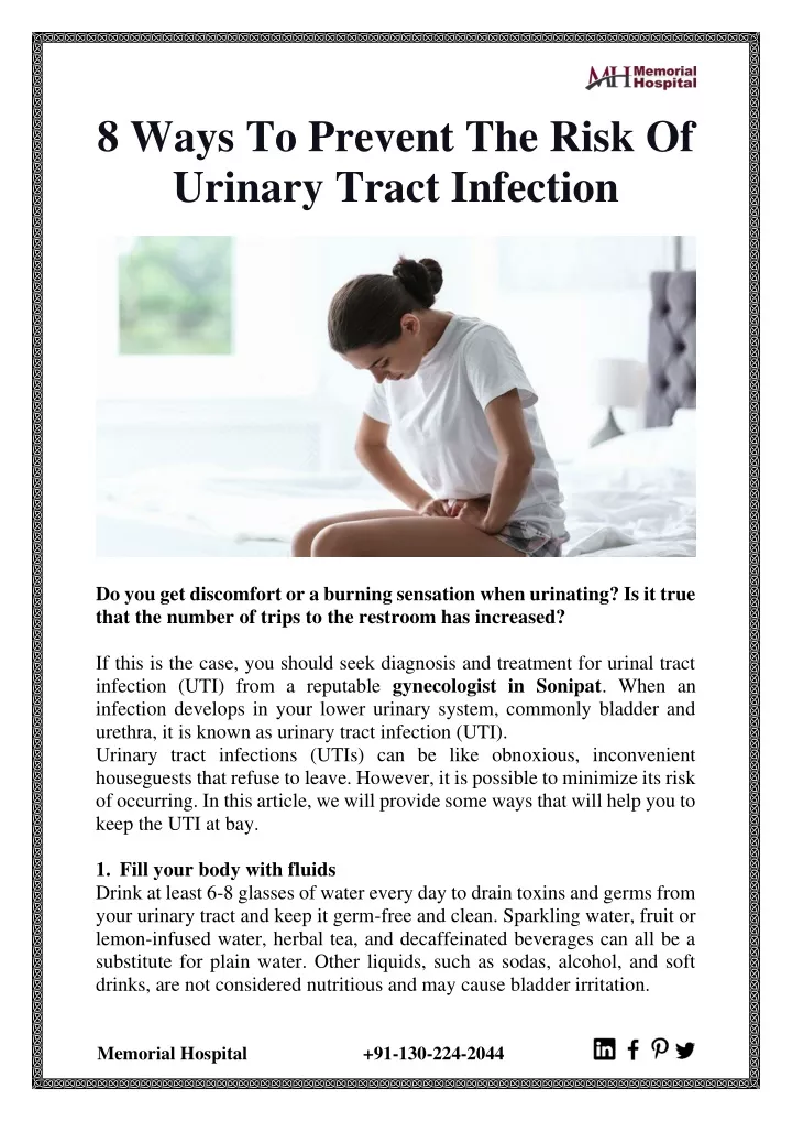 8 ways to prevent the risk of urinary tract