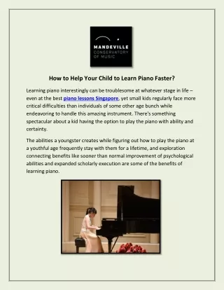 How to Help Your Child to Learn Piano Faster