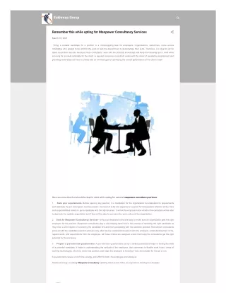 Remember this while opting for Manpower Consultancy Services