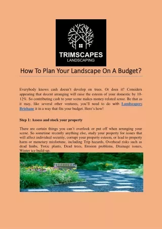 How To Plan Your Landscape On A Budget