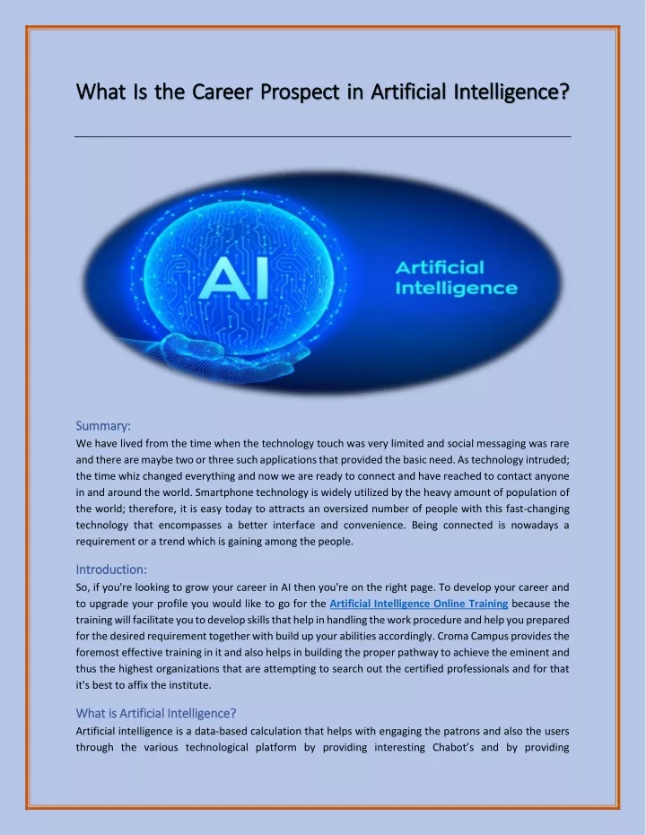 what is the career prospect in artificial
