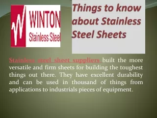 Things to know about Stainless Steel Sheets