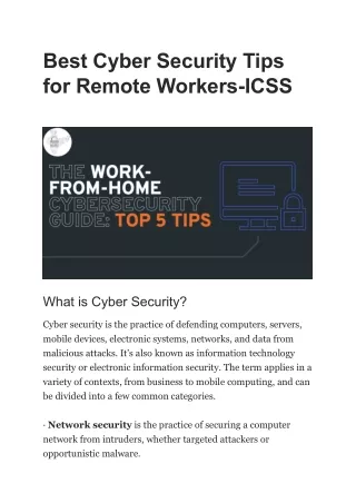 Best Cyber Security Tips for Remote Workers