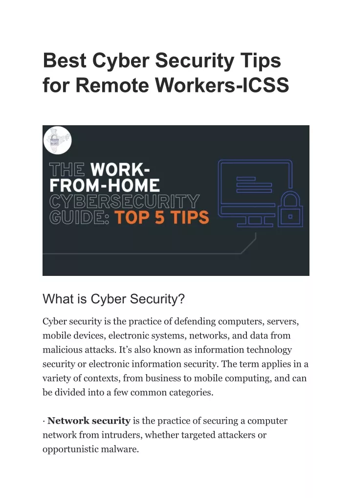 best cyber security tips for remote workers icss