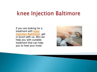 knee Injection Baltimore