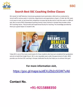Search Best SSC Coaching Online Classes