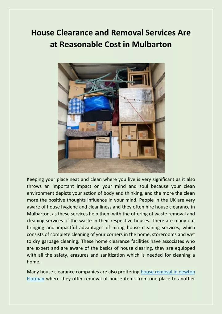 house clearance and removal services