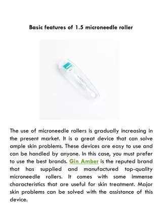 basic features of 1 5 microneedle roller