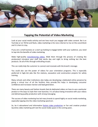 Tapping the Potential of Video Marketing