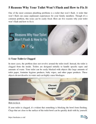 How to Fix your Blocked Toilet Drains