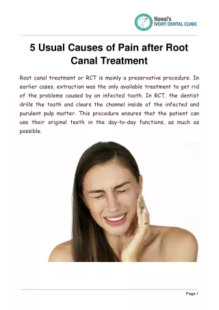 5 Usual Causes of Pain after Root Canal Treatment