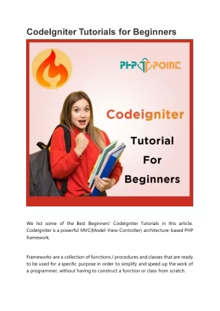 CodeIgniter Tutorials for Beginners