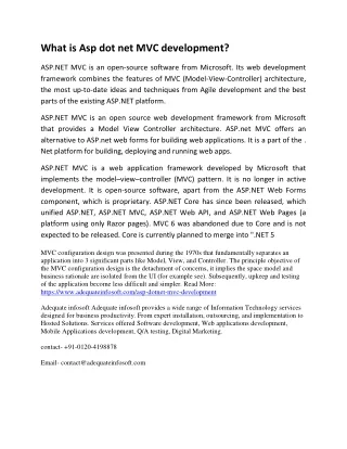 what is asp dot net mvc development