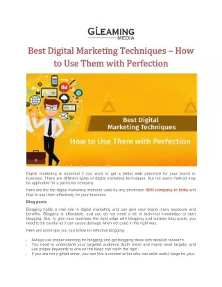 Best Digital Marketing Techniques – How to Use Them with Perfection