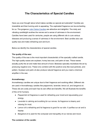 the characteristics of special candles