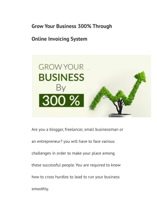 Grow Your Business 300% Through Online Invoicing System