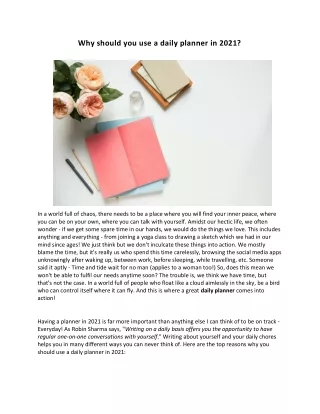 why should you use a daily planner in 2021