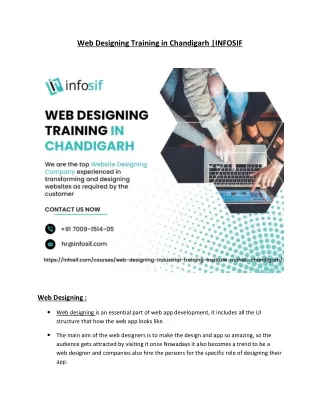 Web Designing Training in Chandigarh INFOSIF