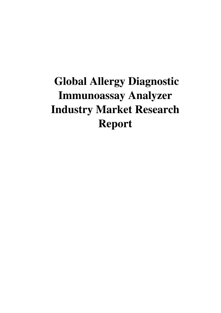 global allergy diagnostic immunoassay analyzer